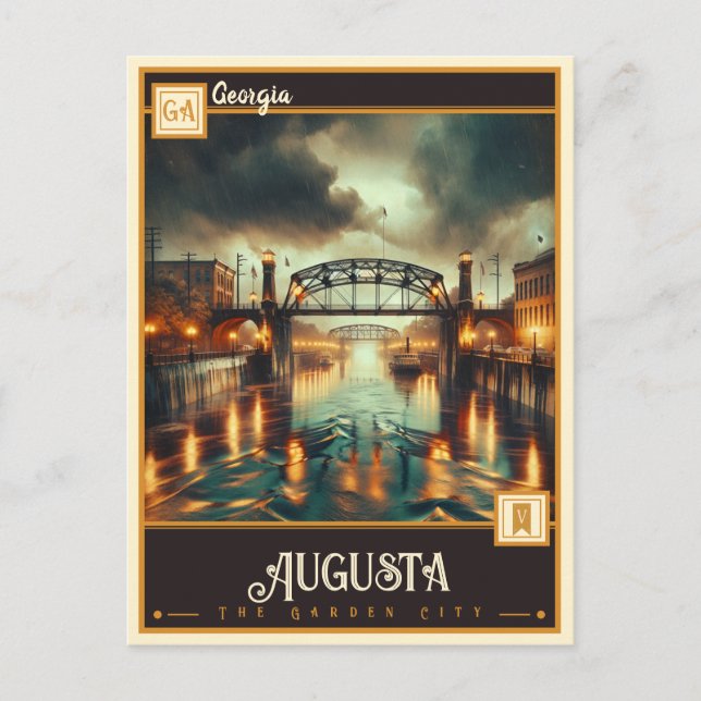 Carte Postale Augusta, Géorgie | VINTAGE (Devant)