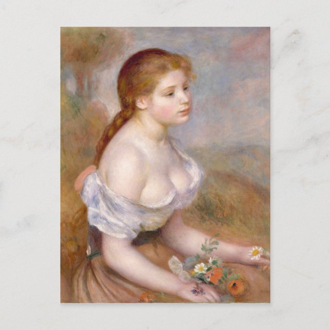 Carte Postale Auguste Renoir A Young Girl with Daisies (Devant)