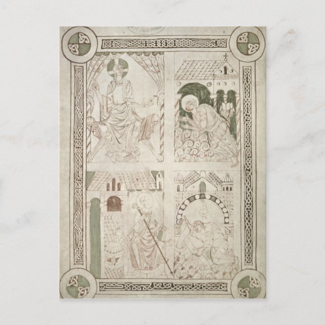 Carte Postale Augustin aux pieds du Christ & Scribe (Devant)