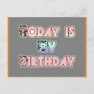 Carte Postale Aujourd'hui est mon anniversaire Baby Pink Art Pri