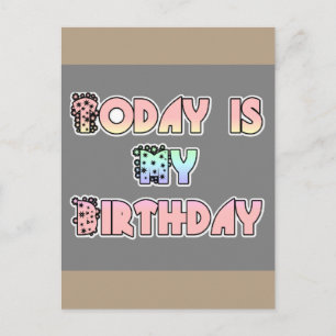 Carte Postale Aujourd'hui est mon anniversaire Baby Pink Art Pri