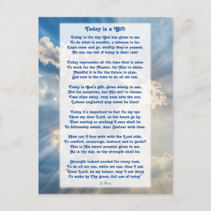 Carte Postale "Aujourd'hui est un cadeau" Poème chrétien motivat