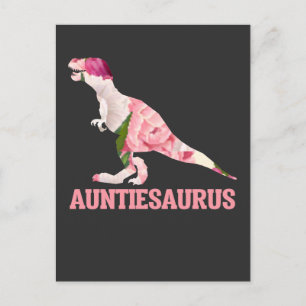 Carte Postale Auntiesaurus Tante Dino avec fleurs florales