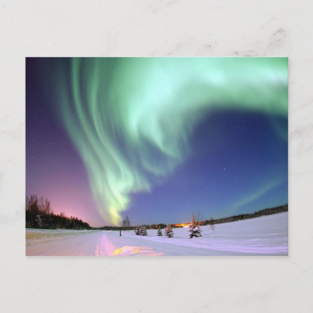 Carte Postale Aurora boréale, cercle arctique (Devant)