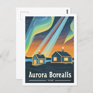 Carte Postale Aurora Borealis Islande Place Vintage voyage