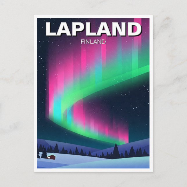 Carte Postale Aurora en Laponie Finlande Voyage (Devant)