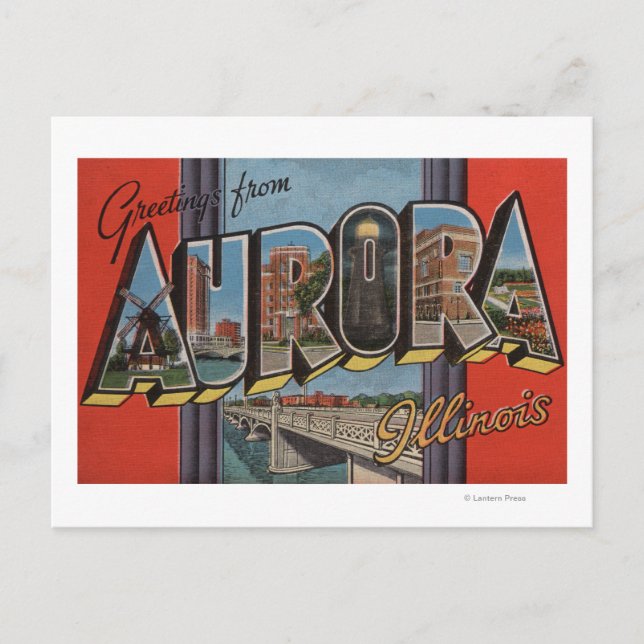 Carte Postale Aurora, Illinois - Scènes de grandes lettres (Devant)