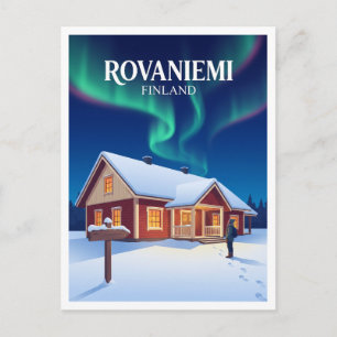 Carte Postale Aurore au-dessus du village du Père Noël à Rovanie