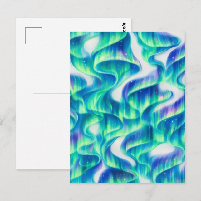 Carte Postale Aurore Boréale Motif Abstrait (Devant / Derrière)