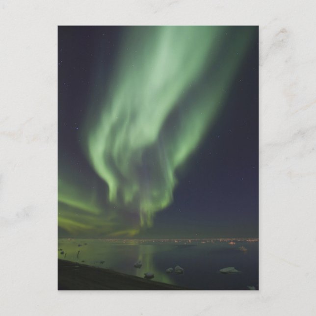 Carte Postale Aurore Boréale reflétée dans l'Océan Arctique (Devant)