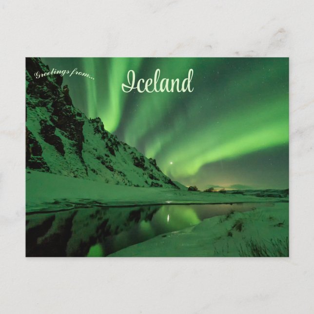 Carte Postale Aurores boréales à Thorsmork Islande (Devant)