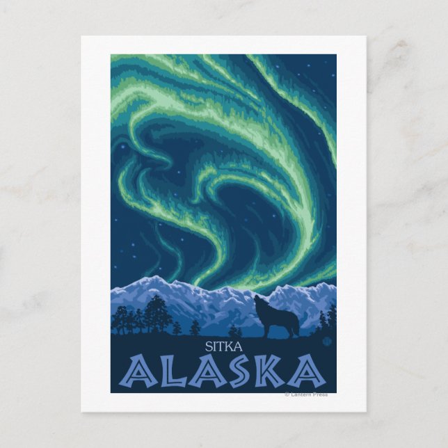 Carte Postale Aurores boréales - Sitka, Alaska (Devant)