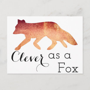 Carte Postale Aussi malin qu'un renard typographie aquarelle
