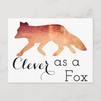 Carte Postale Aussi malin qu'un renard typographie aquarelle