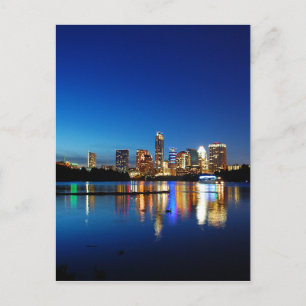 Carte Postale Austin Texas Downtown Night Skyline Ladybird Lake