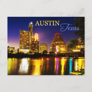 Carte Postale Austin, Texas Skyline à la nuit