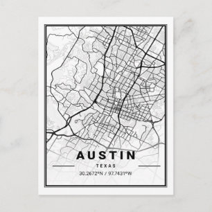 Carte Postale Austin Texas USA Travel City Map Poster