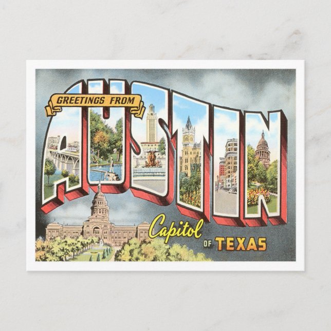 Carte postale Austin, Texas Vintage Big Letters (Devant)