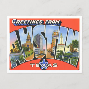 Carte postale Austin, Texas Vintage Big Letters