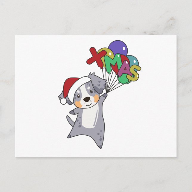 Carte Postale Australian Shepherd Merry Christmas Winter (Devant)