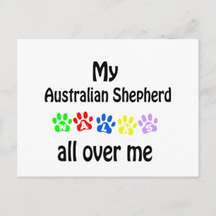 Carte Postale Australian Shepherd Walks Design