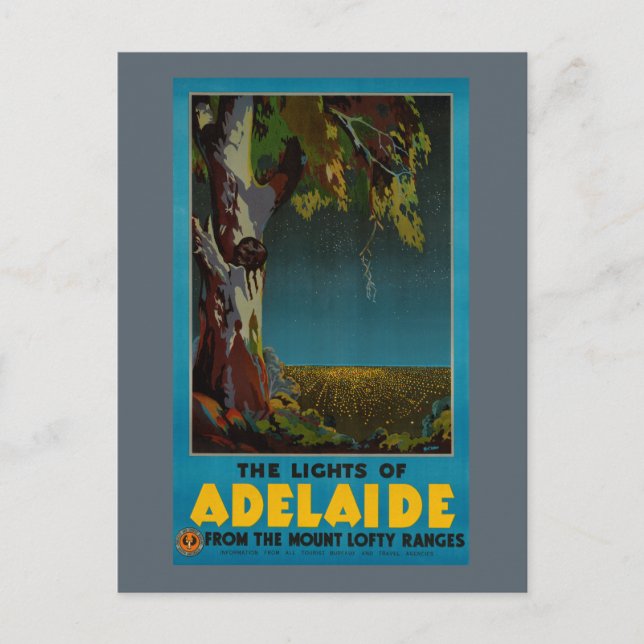 Carte Postale Australie Adélaïde restauré Poster Vintage voyage (Devant)