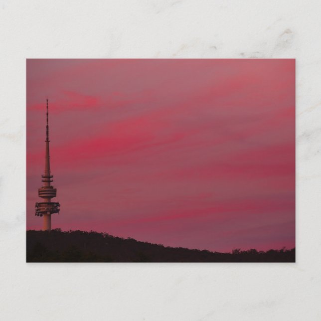 Carte Postale Australie - Canberra - Telstra Tower - Ciel rose (Devant)