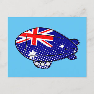 Carte Postale Australie Drapeau Blimp Ballotte dans le ciel bleu