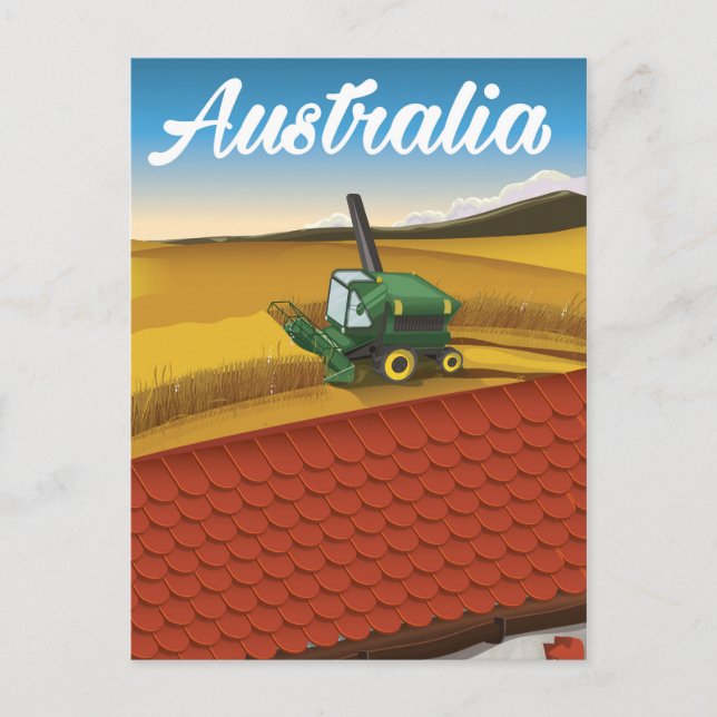 Carte Postale Australie moisson voyage dessin animé (Devant)