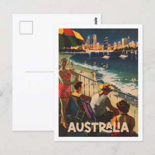 Carte Postale Australie Plage Vintage Lieu de voyage célèbre