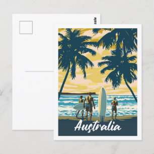 Carte Postale Australie Plage Vintage Lieu de voyage célèbre