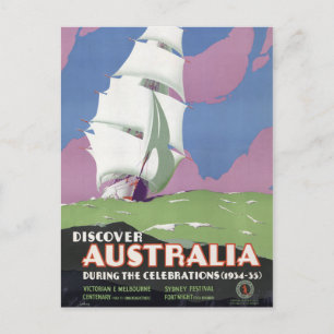Carte Postale Australie Poster Vintage voyage restauré
