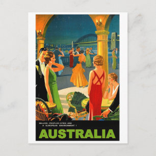 Carte Postale Australie, soirée romantique, voyage vintage