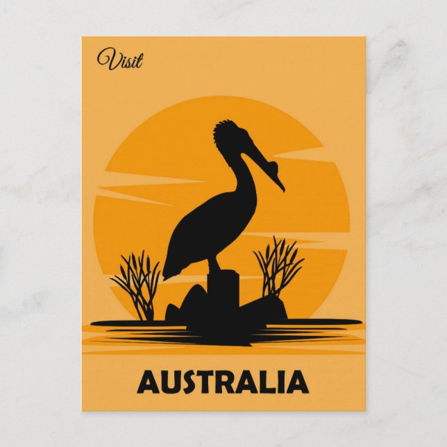 Carte Postale Australie Vintage Pélican Travel (Devant)