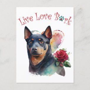 Carte Postale Australien Kelpie Chien Maman Floral