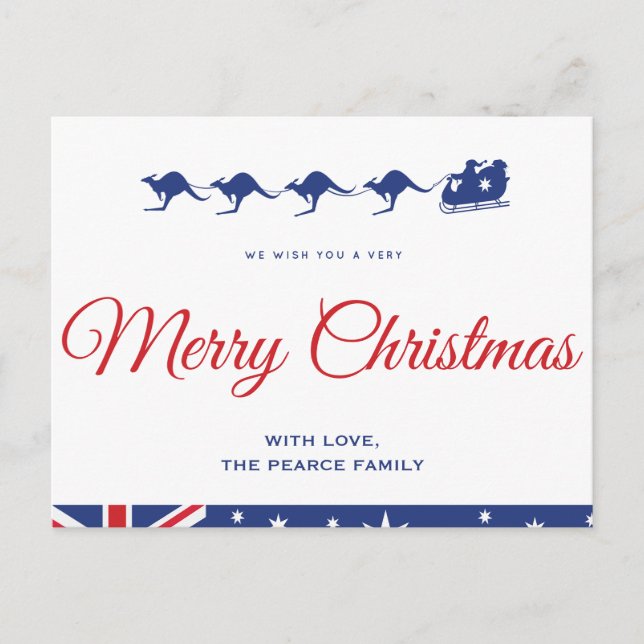 Carte postale australienne de Noël Kangaroo Aussie (Devant)