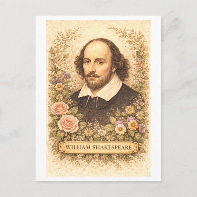 Carte Postale Auteur de style vintage William Shakespeare (Devant)