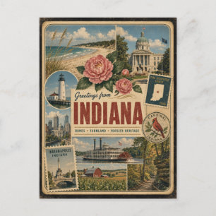 Carte postale authentique de style vintage de l'In