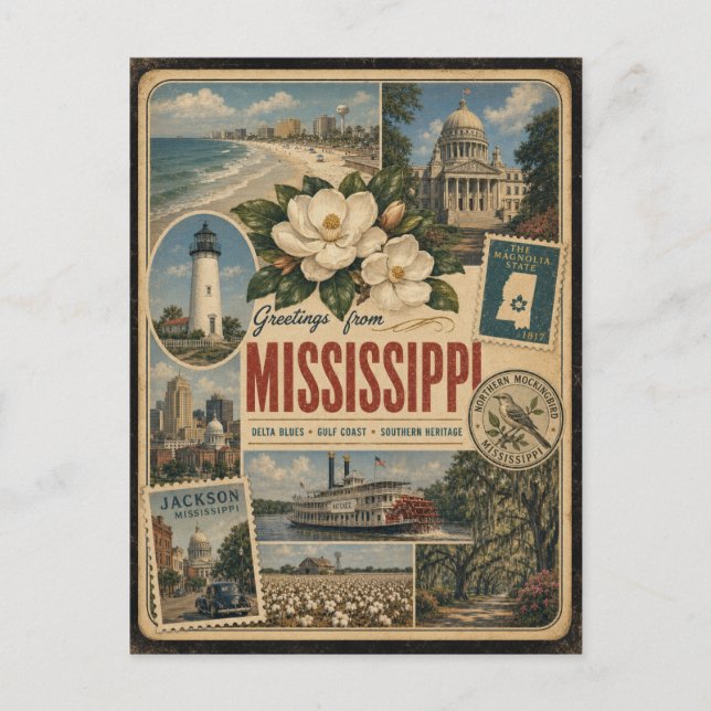 Carte postale authentique de style vintage du Miss (Devant)