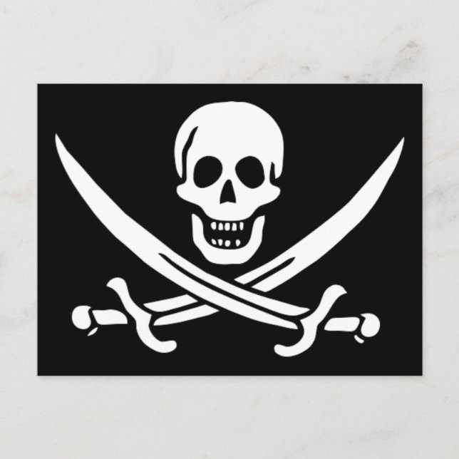 Carte Postale Authentique drapeau pirate Jack Rackam (Devant)