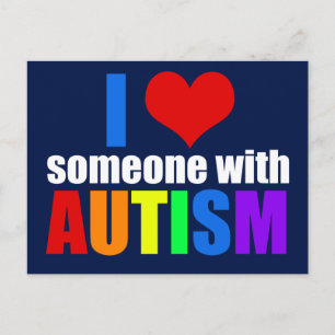 Carte Postale Autism Love Rainbow Family Support Coloré Cute