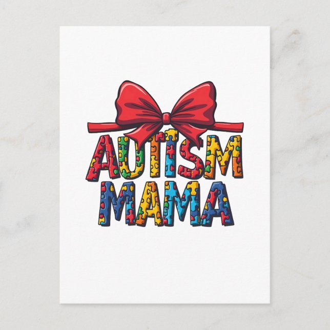 Carte Postale Autism Mama Bow Coquette Maman Sensibilisation sur (Devant)