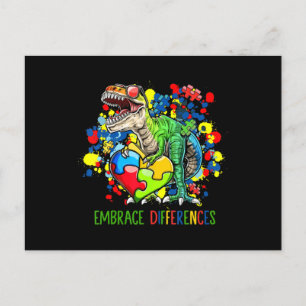 Carte Postale Autisme Accepter les Différences Dinosaure T-Rex E