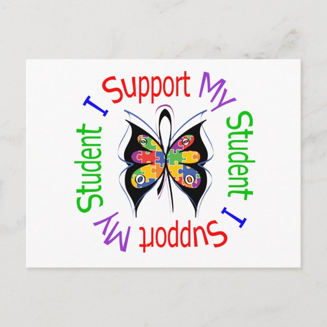 Carte Postale Autisme Je soutiens Mon Étudiant (Devant)