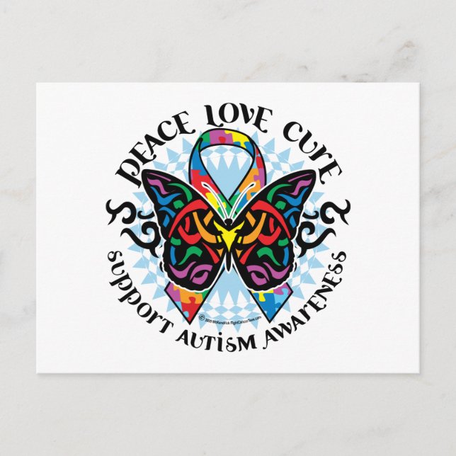 Carte Postale Autisme Papillon Tribal 2 (Devant)