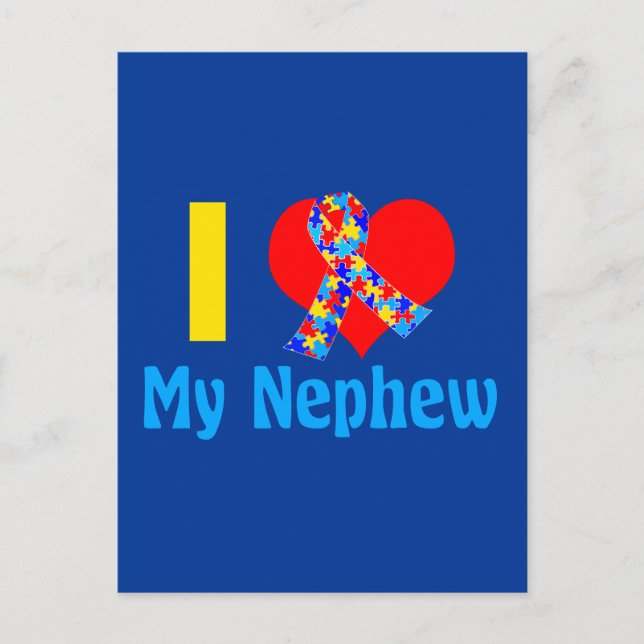 Carte Postale Autisme Tante I Love My Nephew Blue Heart (Devant)