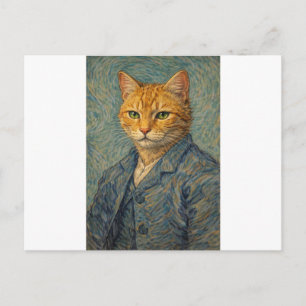 Carte postale Auto-Pawtrait aux ronrons tourbillon