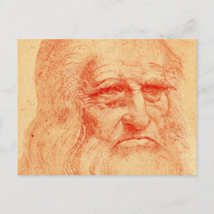 Carte Postale Auto-portrait craie rouge de Léonard de Vinci
