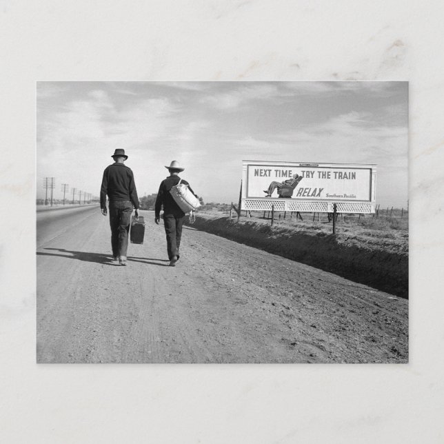 Carte Postale Auto-stoppeurs, 1937 (Devant)