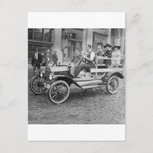 Carte Postale Auto Strike Hitchhikers, début des années 1900